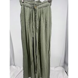 Thread Supply High Waisted Wide Leg Gauze Pants Sage Green Relaxed Fit Size S